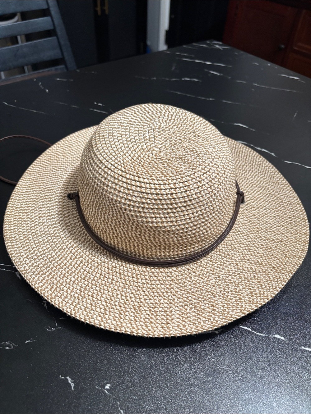 Solar Escape Beige Straw Hat with Brown Trim - Classic Sun Hat